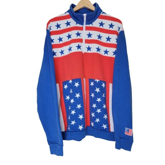 Chubbies Patriotic American Flag 4th of July 1/4 Zip Pullover Sweatshirt - Large - Picture 1 of 5